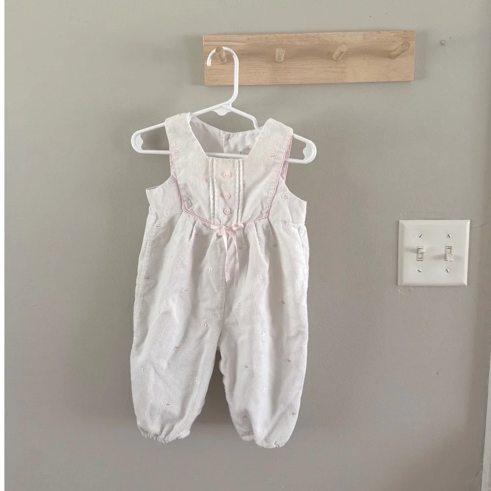 6/9m vintage floral overalls/romper